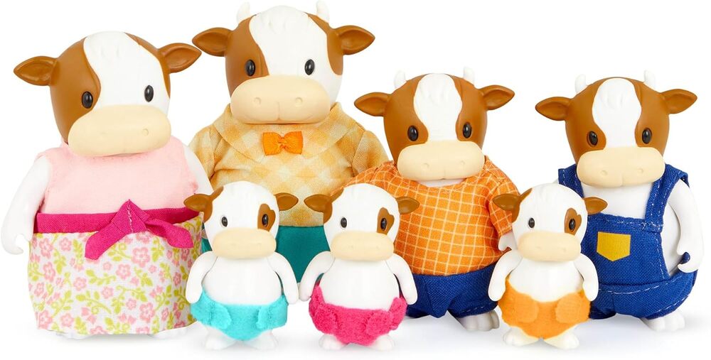 Li'l Woodzeez The FitzMoo Cow Family Set of 7 Posable Cow Figures NWT